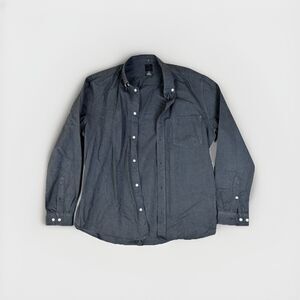 H&M LOGG Med Regular Fit Shirt Linen Cotton Blend Black Wash
